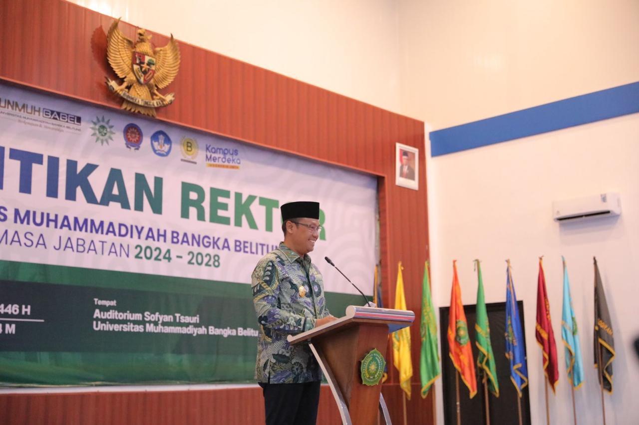 Hadiri Pelantikan Rektor Unmuh Babel, Pj Gubernur Sugito: Terus Berinovasi dan Lakukan yang Terbaik