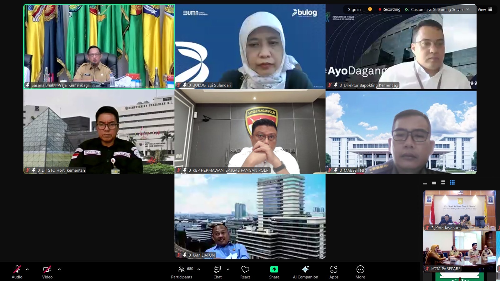Pj Gubernur Sugito Ikuti Arahan Mendagri Tito Dalam Rakor Pengendalian Inflasi Daerah 2024